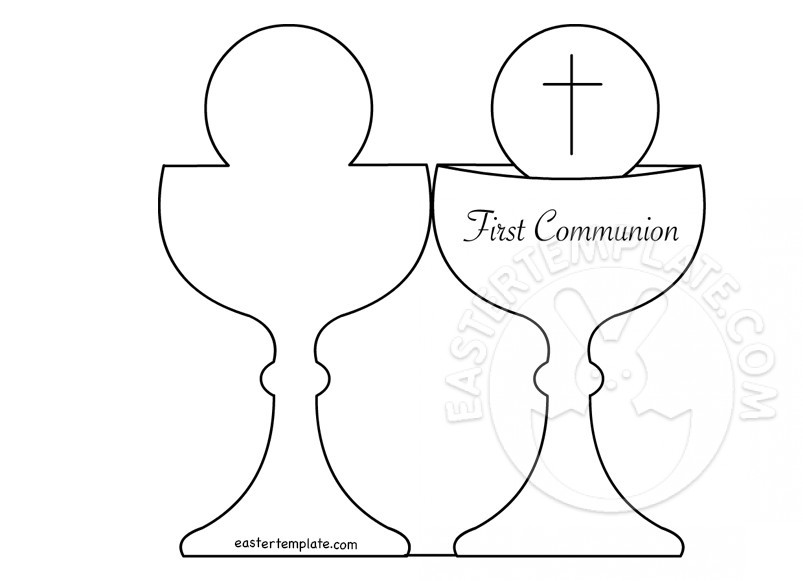 Card First communion chalice template Easter Template
