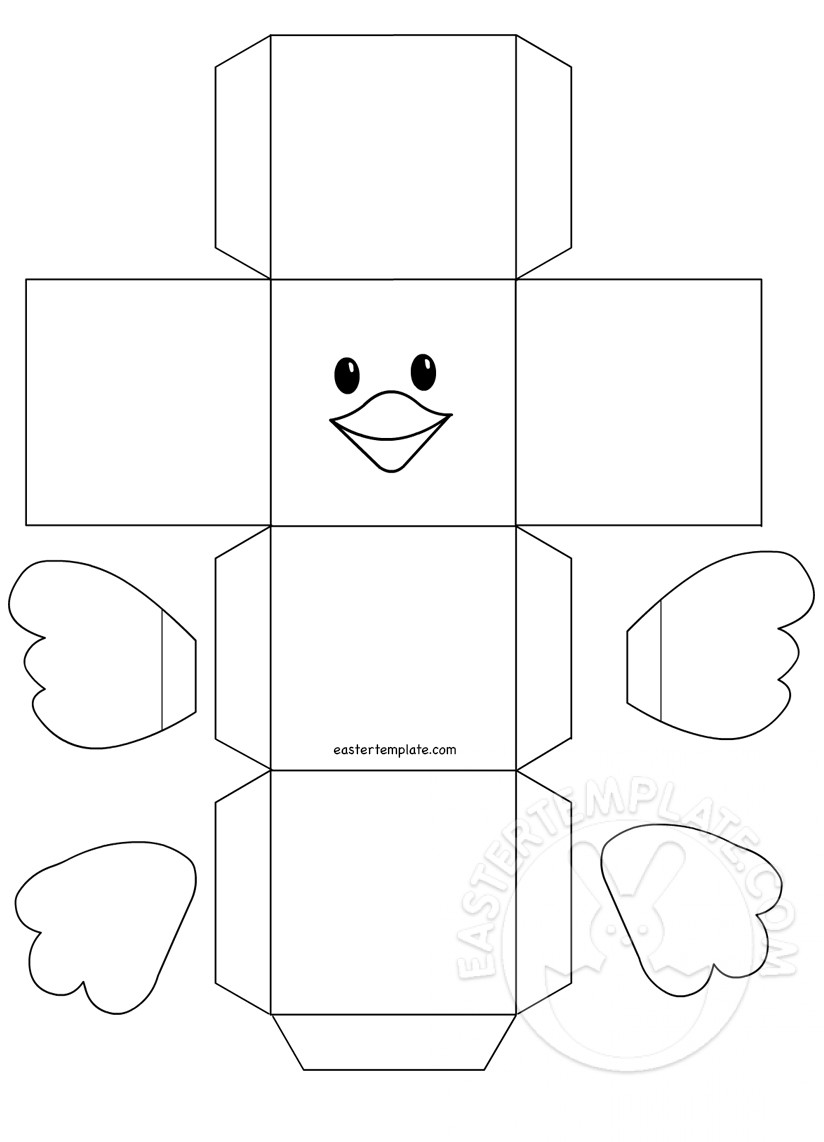 Easter Chick Favor Box template  Easter Template Regarding Easter Chick Card Template