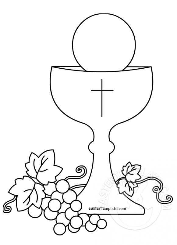 First Communion Symbol Chalice Coloring Page Easter Template