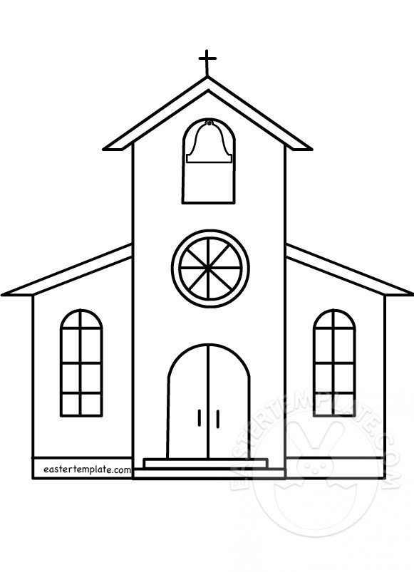 Printable Church Template Coloring Page Easter Template
