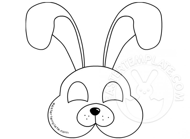 Rabbit face mask coloring page | Easter Template