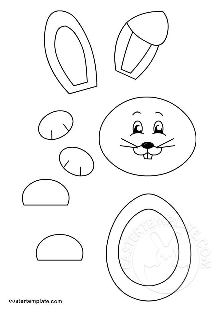 Happy Paper Bunny Craft template Easter Template
