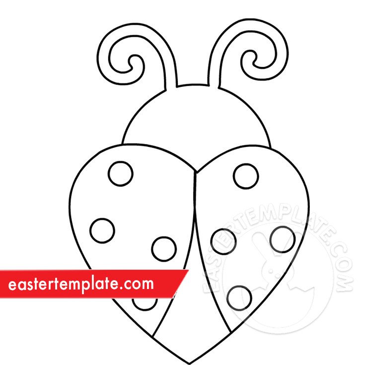 Heart shaped ladybug printable Easter Template