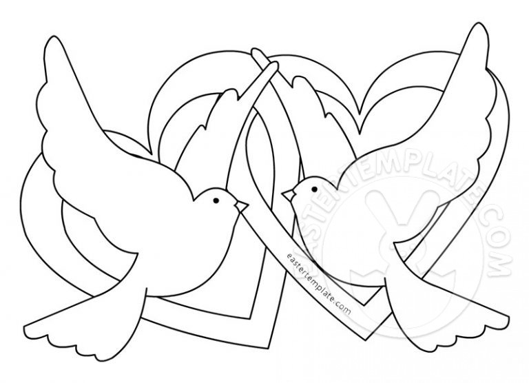 Doves Colouring Page for Kids | Easter Template