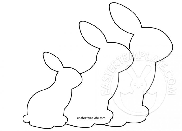 Three Easter rabbits coloring page - Easter Template