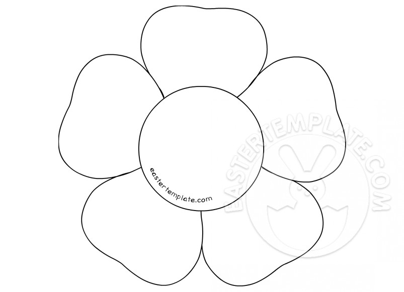 simple flower with 5 petals outline printable easter template