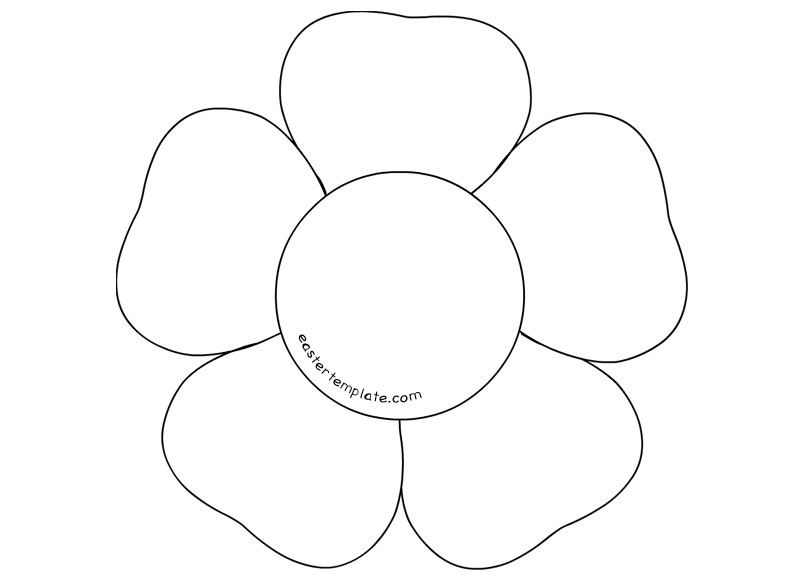 Simple Flower With 5 Petals Outline Printable Easter Template