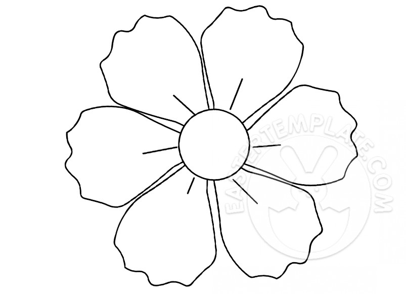 Flower with 6 petals coloring page - Easter Template