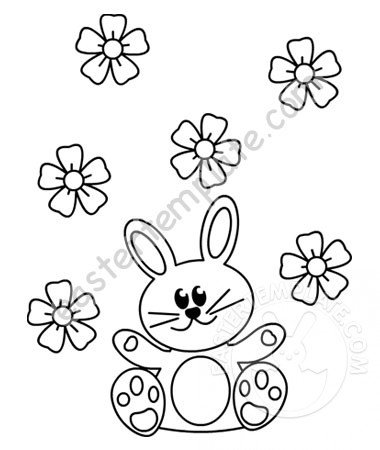 Easter Bunny with Flowers Spring