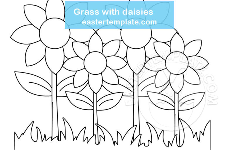 Grass With Daisies Coloring Page Easter Template