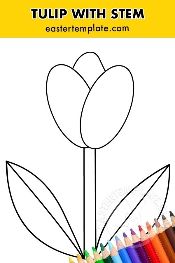 Printable Tulip with stem - Easter Template