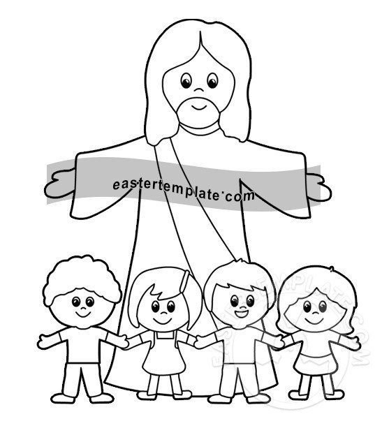 Printable Jesus Christ with kids - Easter Template