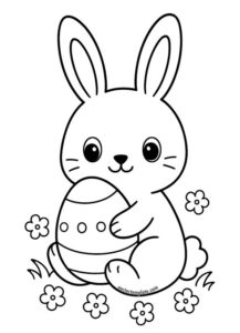 cute bunny holding an egg