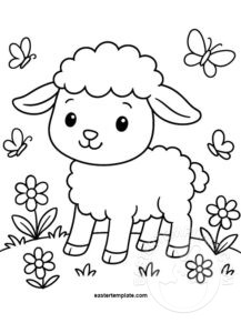 cute lamb wit spring flowers