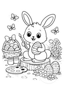 bunny painting eggs