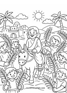 palm sunday crowd with palm branches