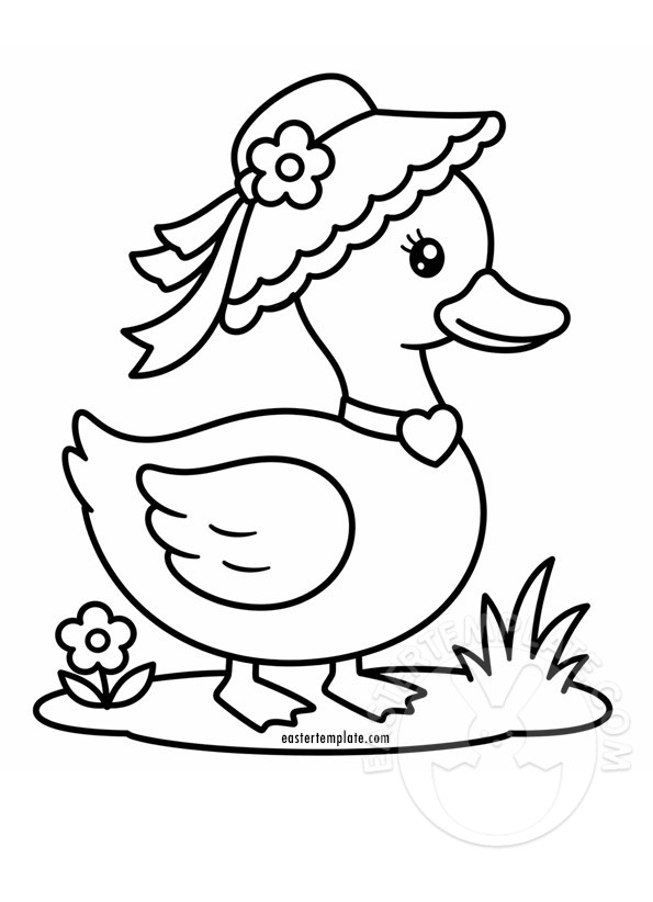 cute duck with flower hat