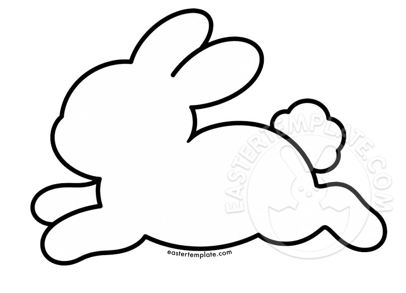 Bunny jumping template 1 Bunny jumping template with long ears and a fluffy tail to colour and cut out