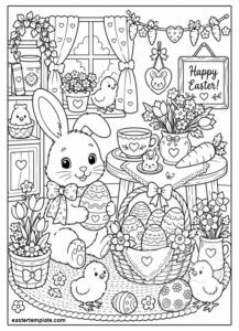 cozy easter coloring page