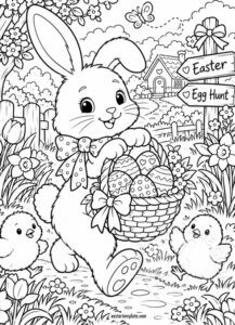 Bunny Carrying an Easter Basket coloring page