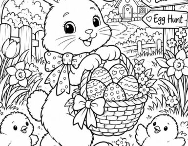 Bunny Carrying an Easter Basket coloring page 6 bunny carrying an easter basket